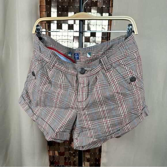 American Eagle Outfitters Brown Red and Cream Check Plaid Shorts Size 10 - Picture 15 of 15